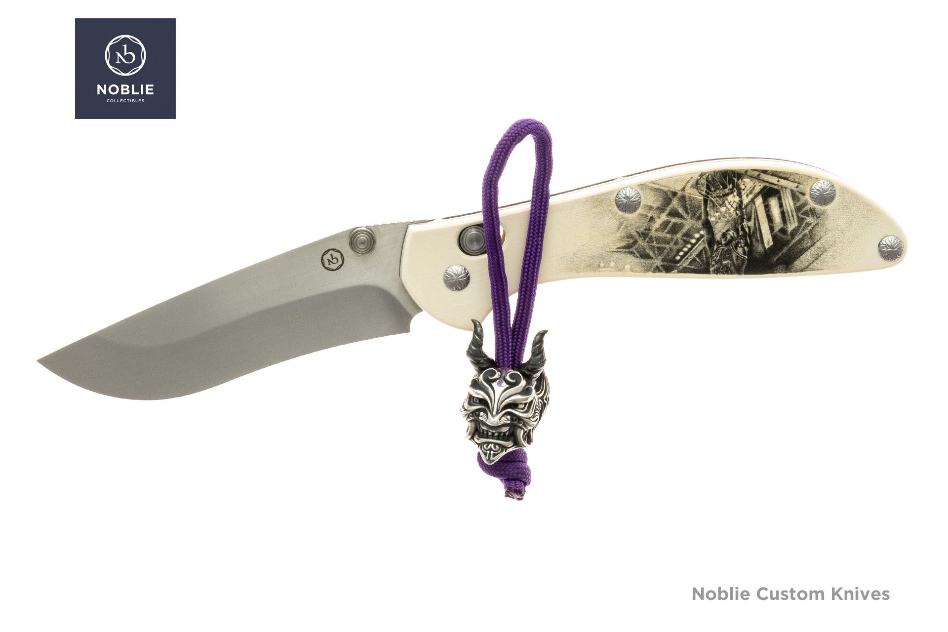 Silver Demon Oni Knife Bead Paracord Lanyard Keychain