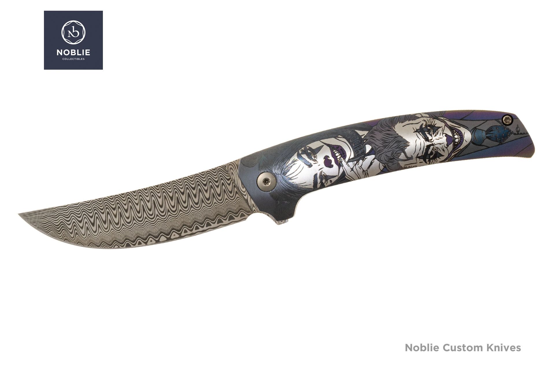 One-Off Joker Engraved Folding Knife – Damasteel 62 HRC