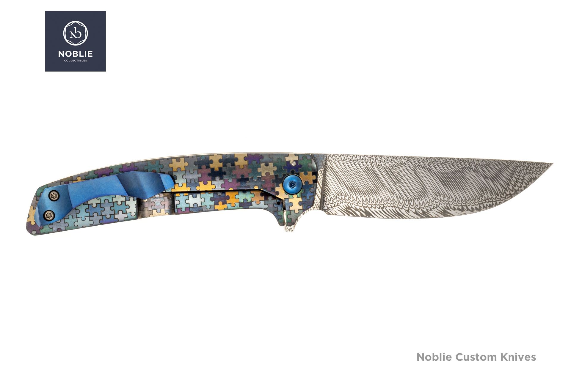 カスタムフォールディングナイフ写真集 Custom Folding Knives Damasteel Custom Folding Knife – Puzzle Titanium Frame Lock
