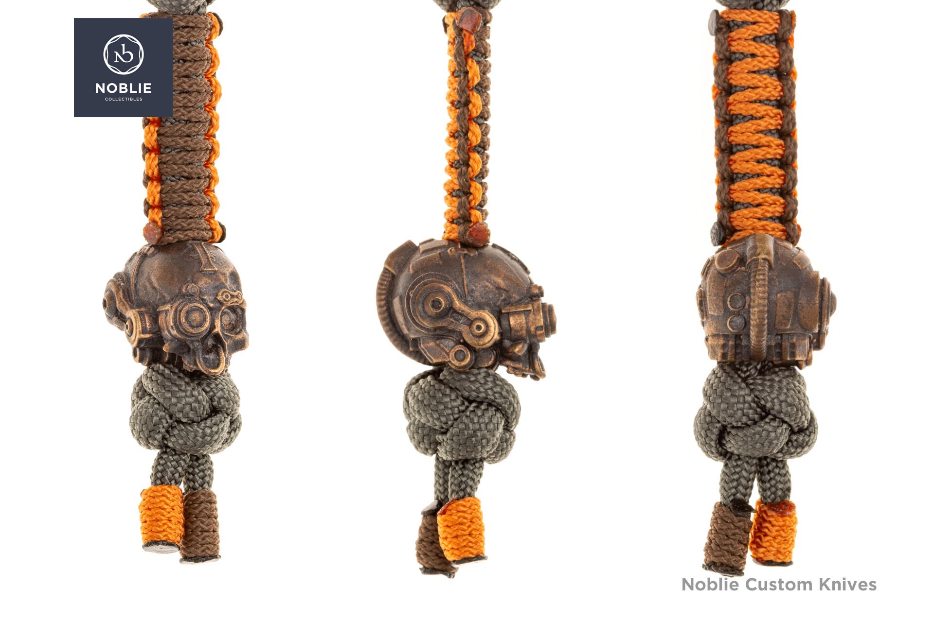 Servo-Skull Bronze Paracord Bead Knife Lanyard & EDC Keychain