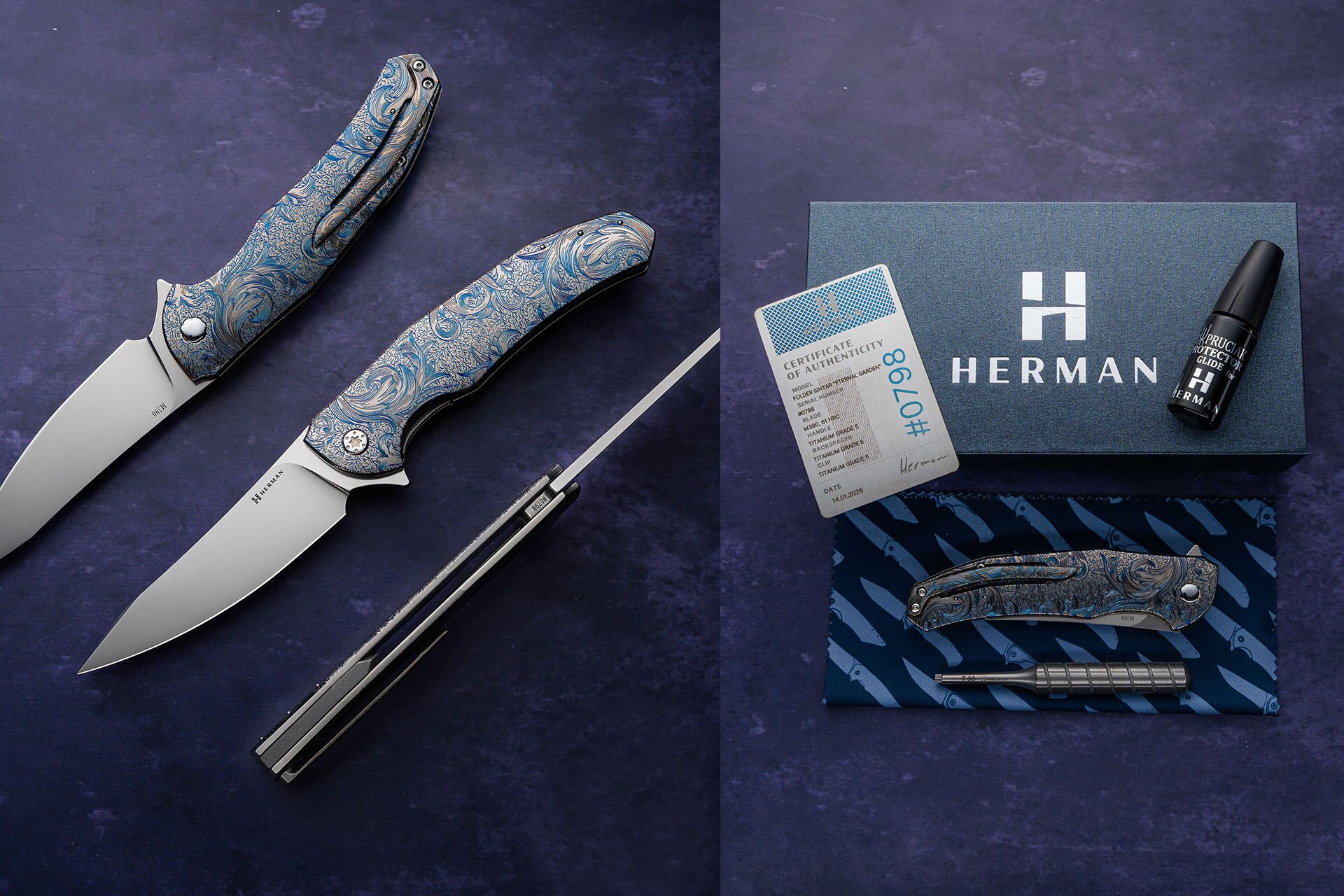 カスタマイズされたポケットナイフ 結晶化チタンダマスティールブレード